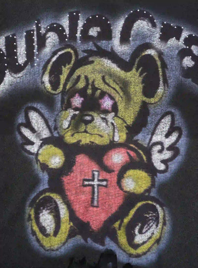 Distressed Grunge Angel Bear Tee-443