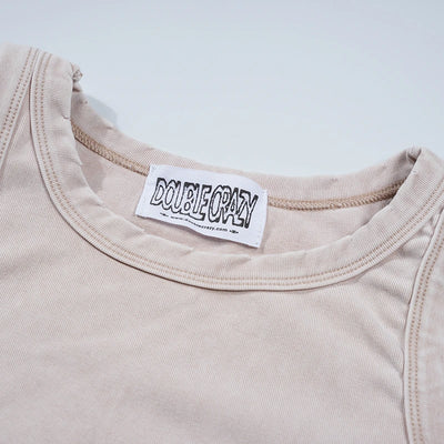 Camiseta sin mangas ajustada efecto envejecido 2001 Y2K-524