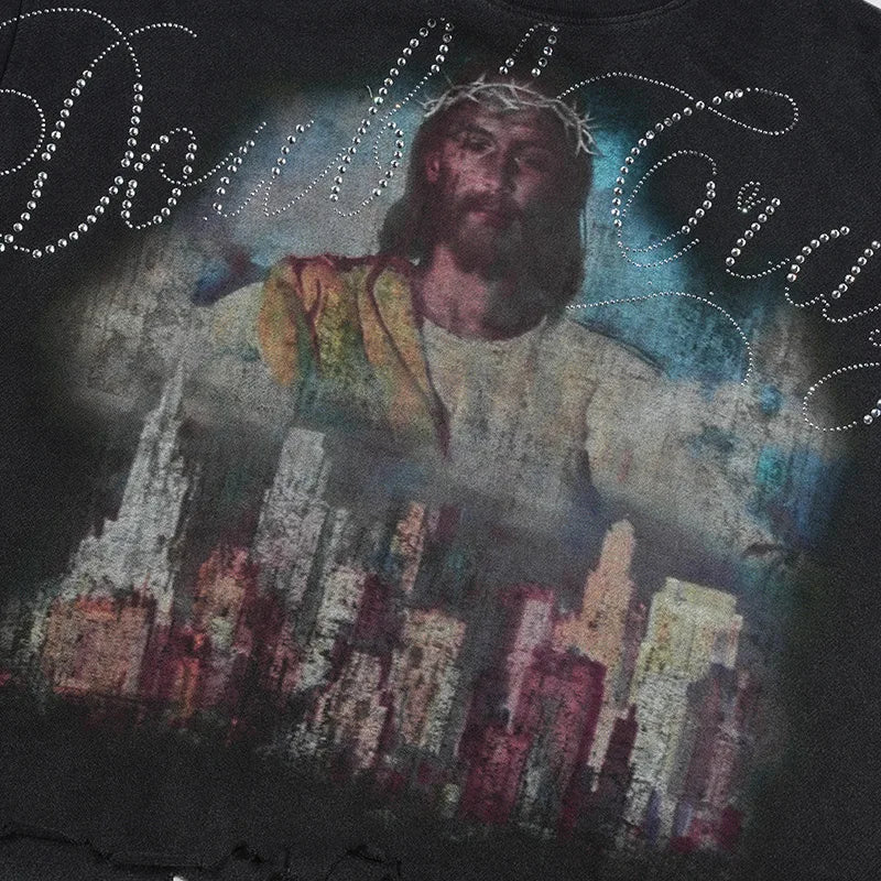 Camiseta Ancha de Estrás Jesus Skyline-548