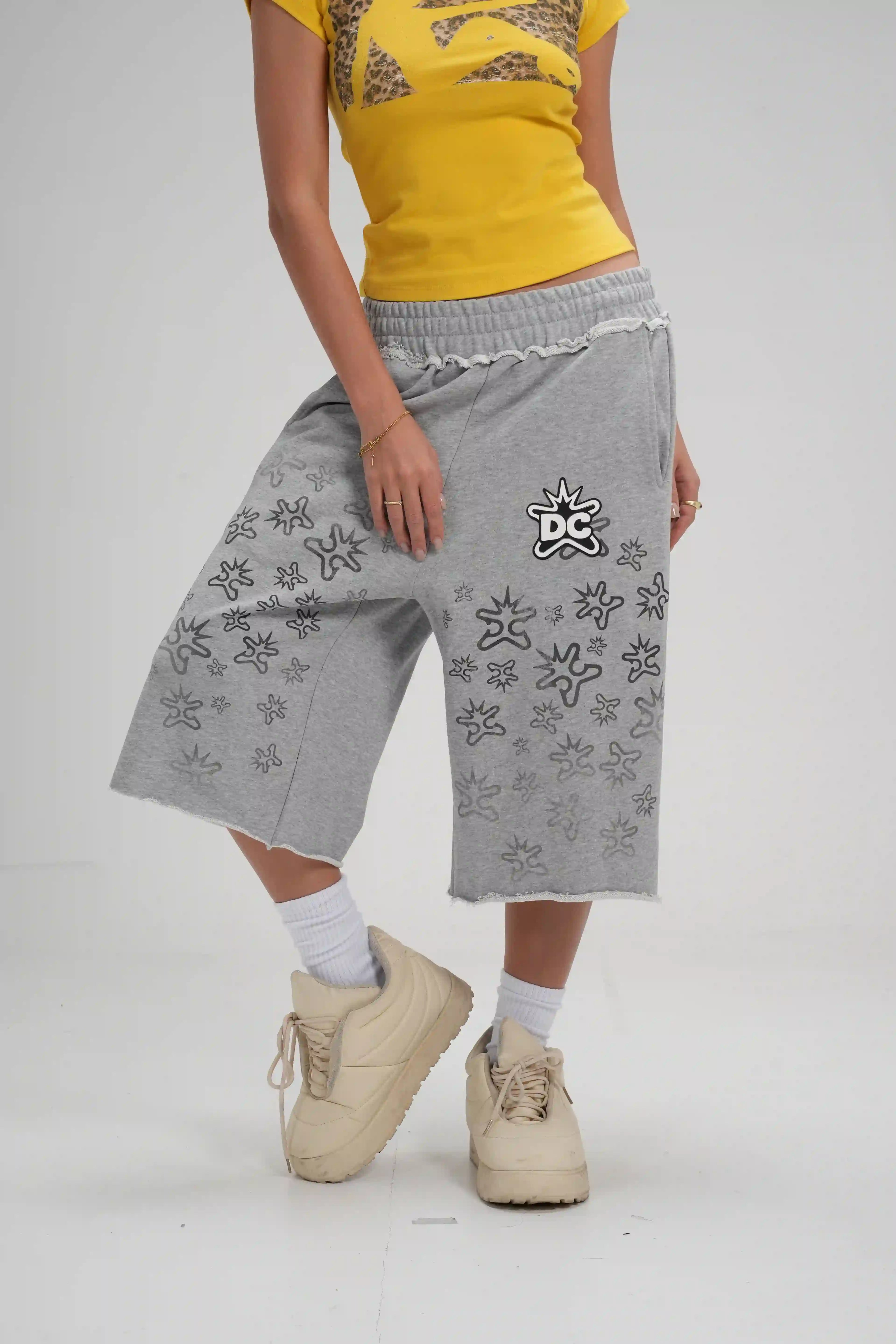 Shorts Vintage en tissu éponge effet éclaboussures - 621