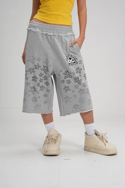 Shorts Vintage en tissu éponge effet éclaboussures - 621