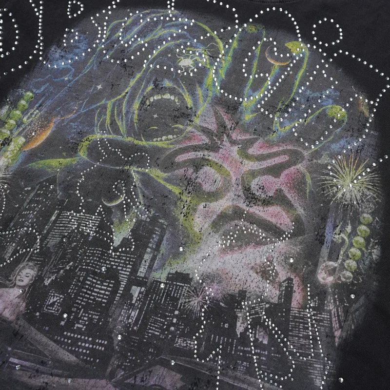 T-shirt Skyline Monster à ourlet brut-702