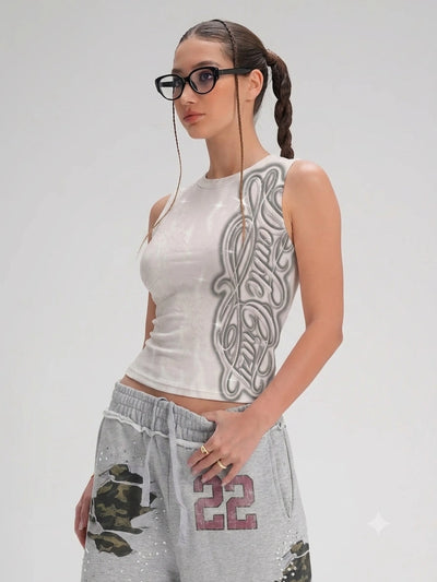 Débardeur tribal délavé avec strass-695