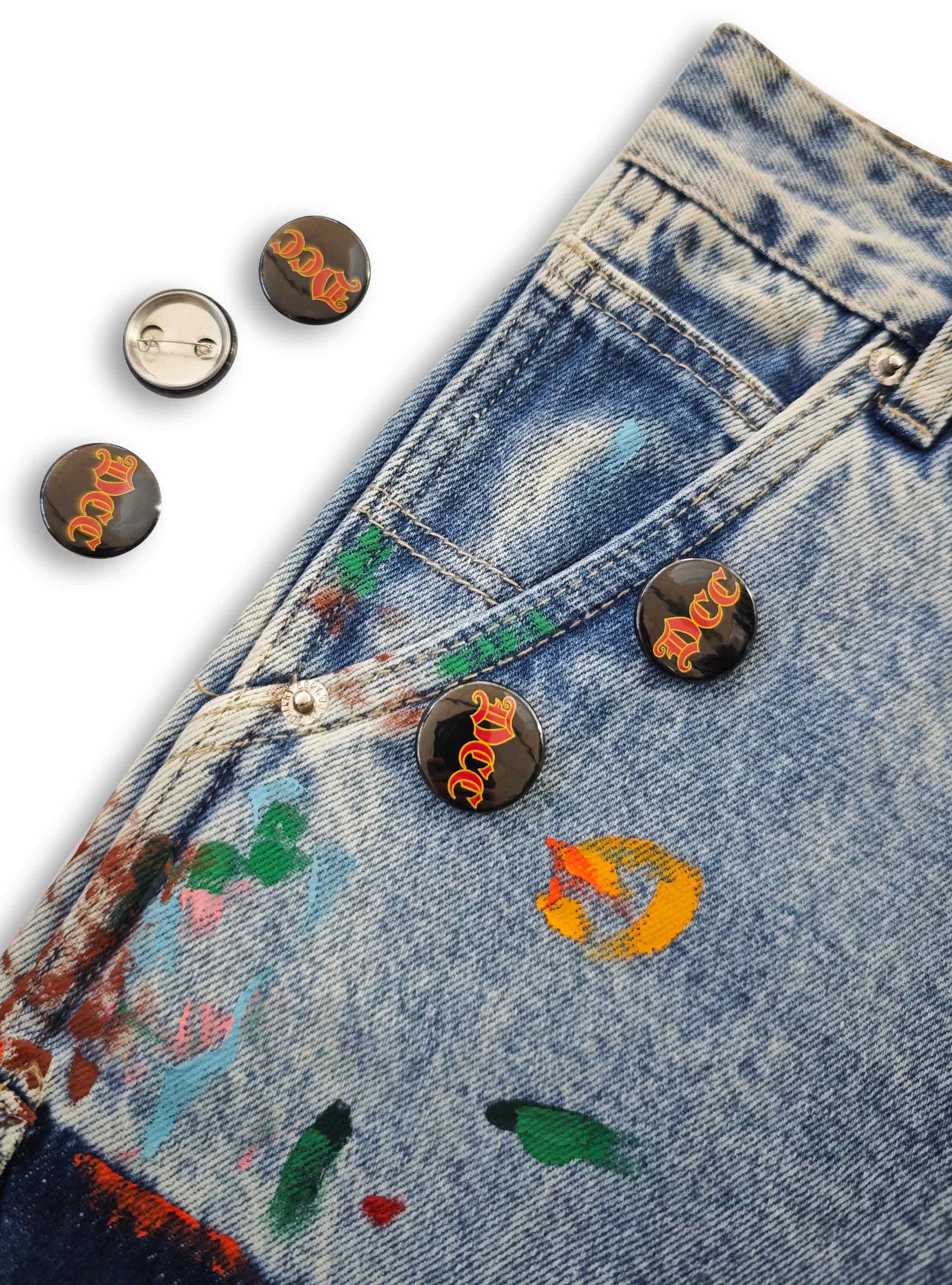 Punk Old English Button Pin-BJ-445