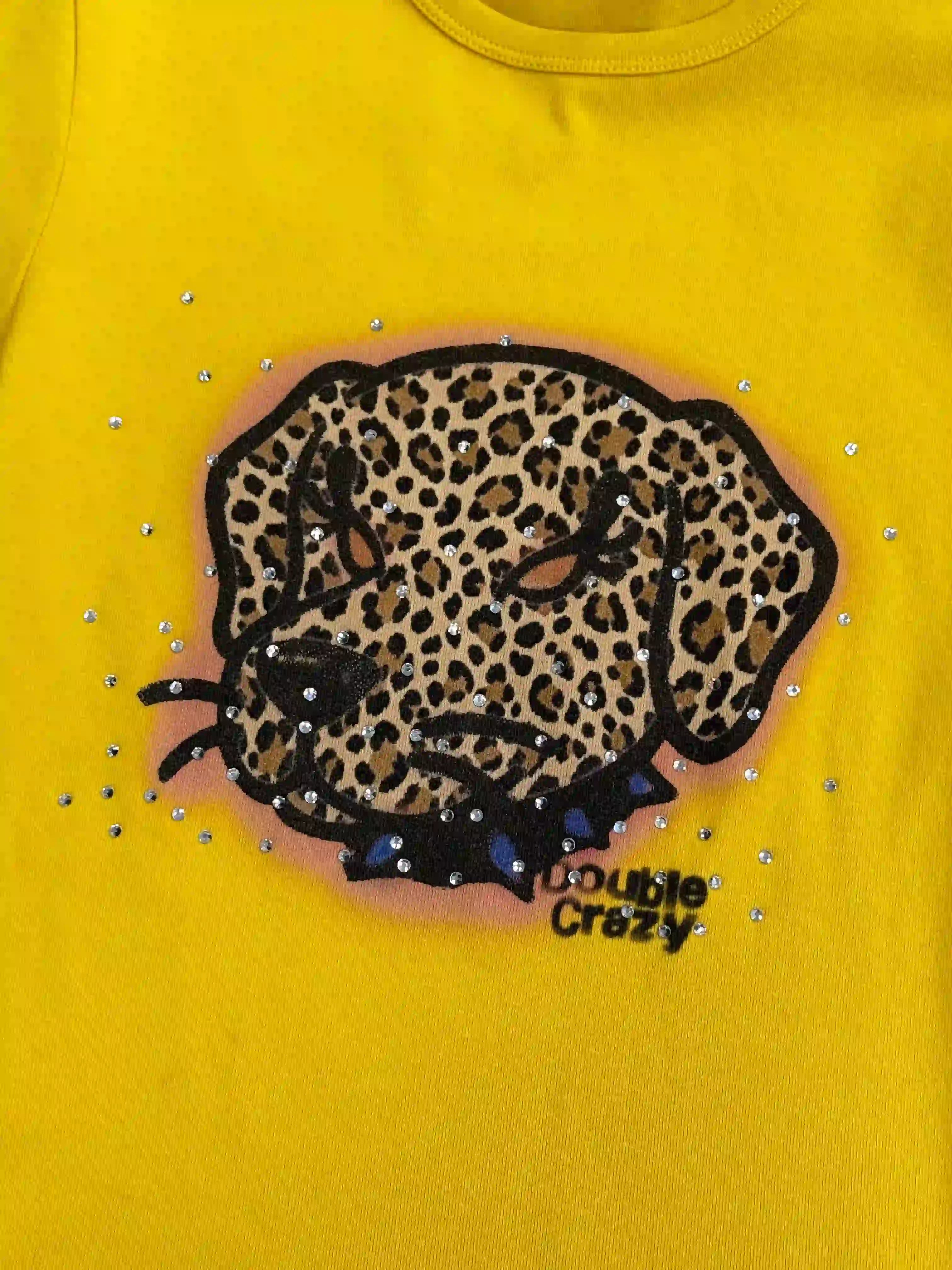 Y2K Leopard Dog Graphic Slim Tee-441