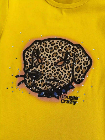Y2K Leopard Dog Graphic Slim Tee-441