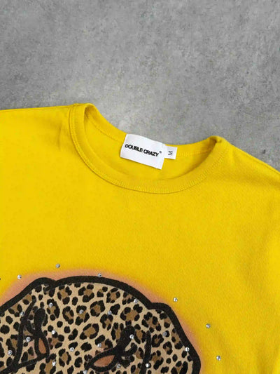 Camiseta ajustada con gráfico de perro y estampado de leopardo estilo Y2K-441