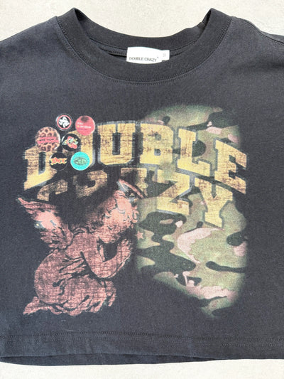 Acid Washed Boxy Graphic Crop Tee-437