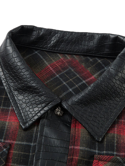 Leather Check Shirt-S1136
