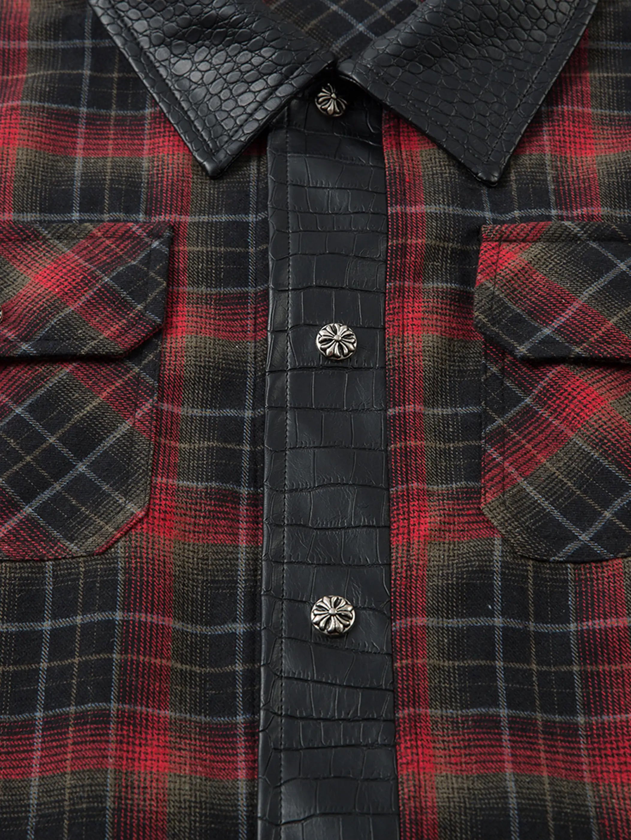 Leather Check Shirt-S1136