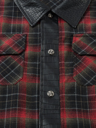Leather Check Shirt-S1136