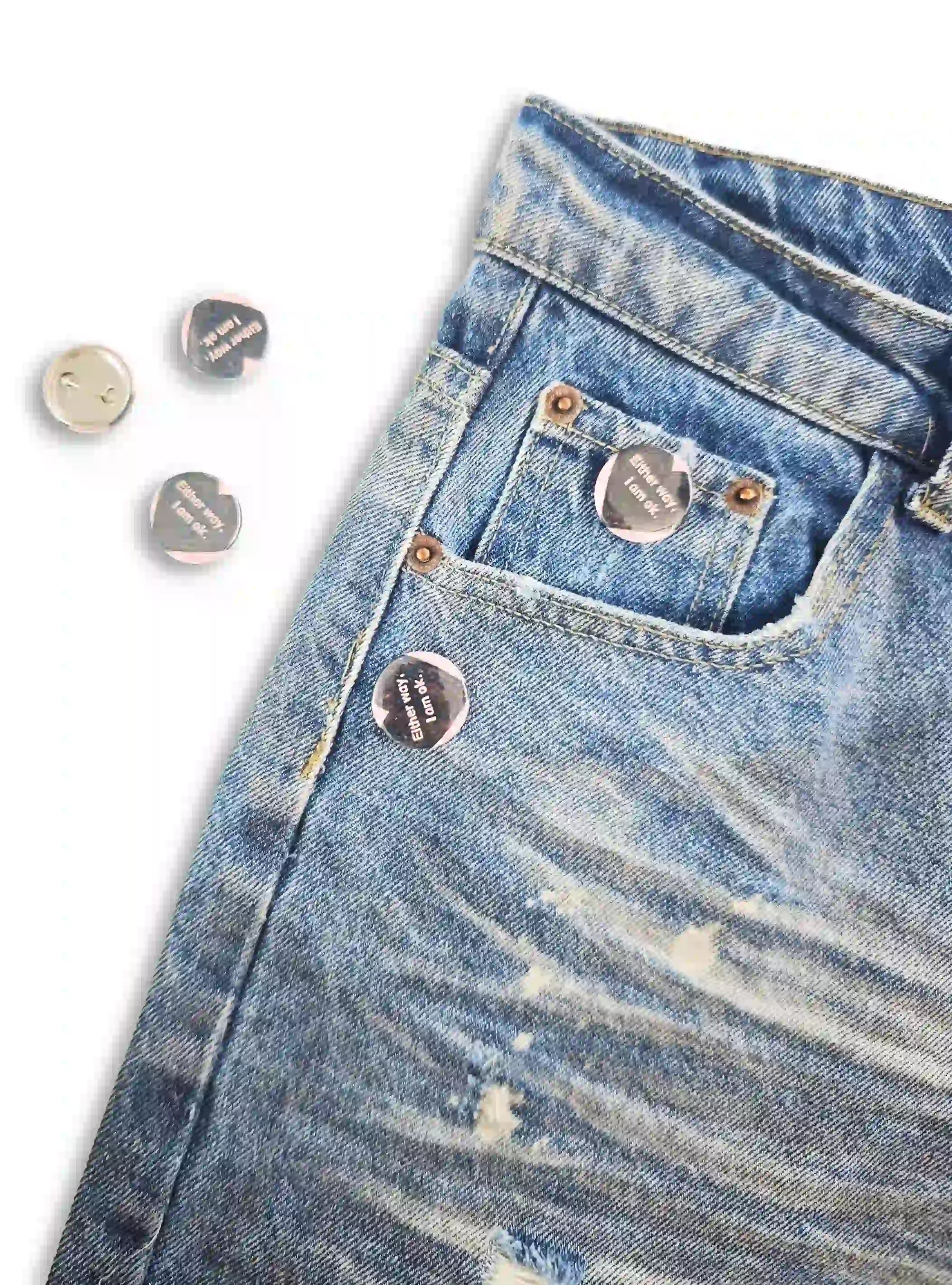 "I Am OK" Steel-Back Pin-BJ-454