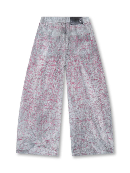 Hand-Drawn Chaos Denim Jeans-S1182