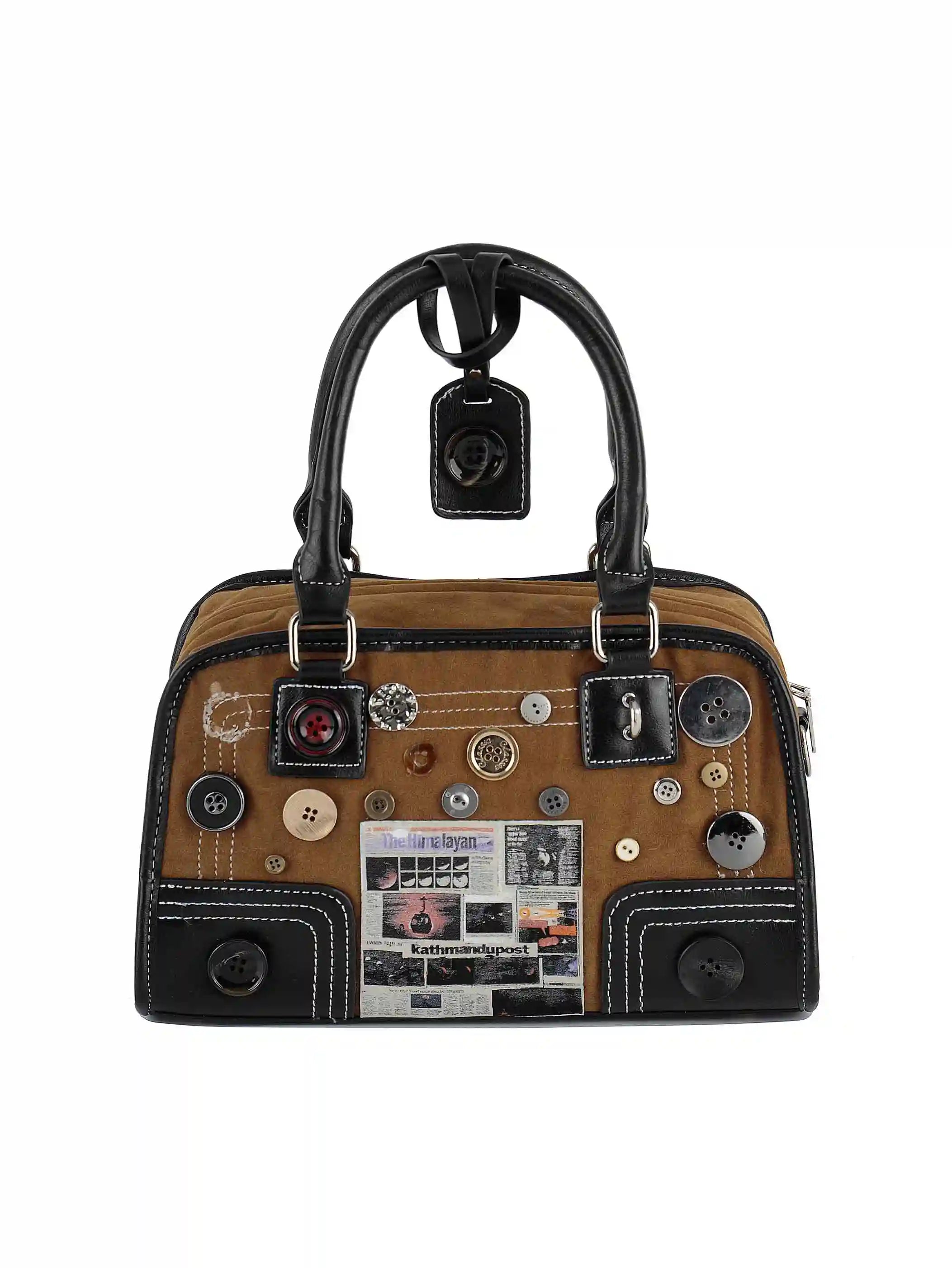 Newspaper Button DIY Boston Bag-S1226