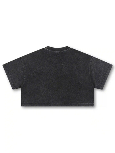 Camiseta corta Boxy con estampado Skyline de L.A. y pedrería-541