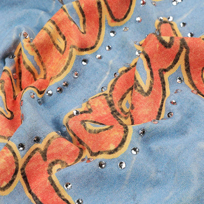 T-shirt Tie-dye Floral Orné de Strass-477