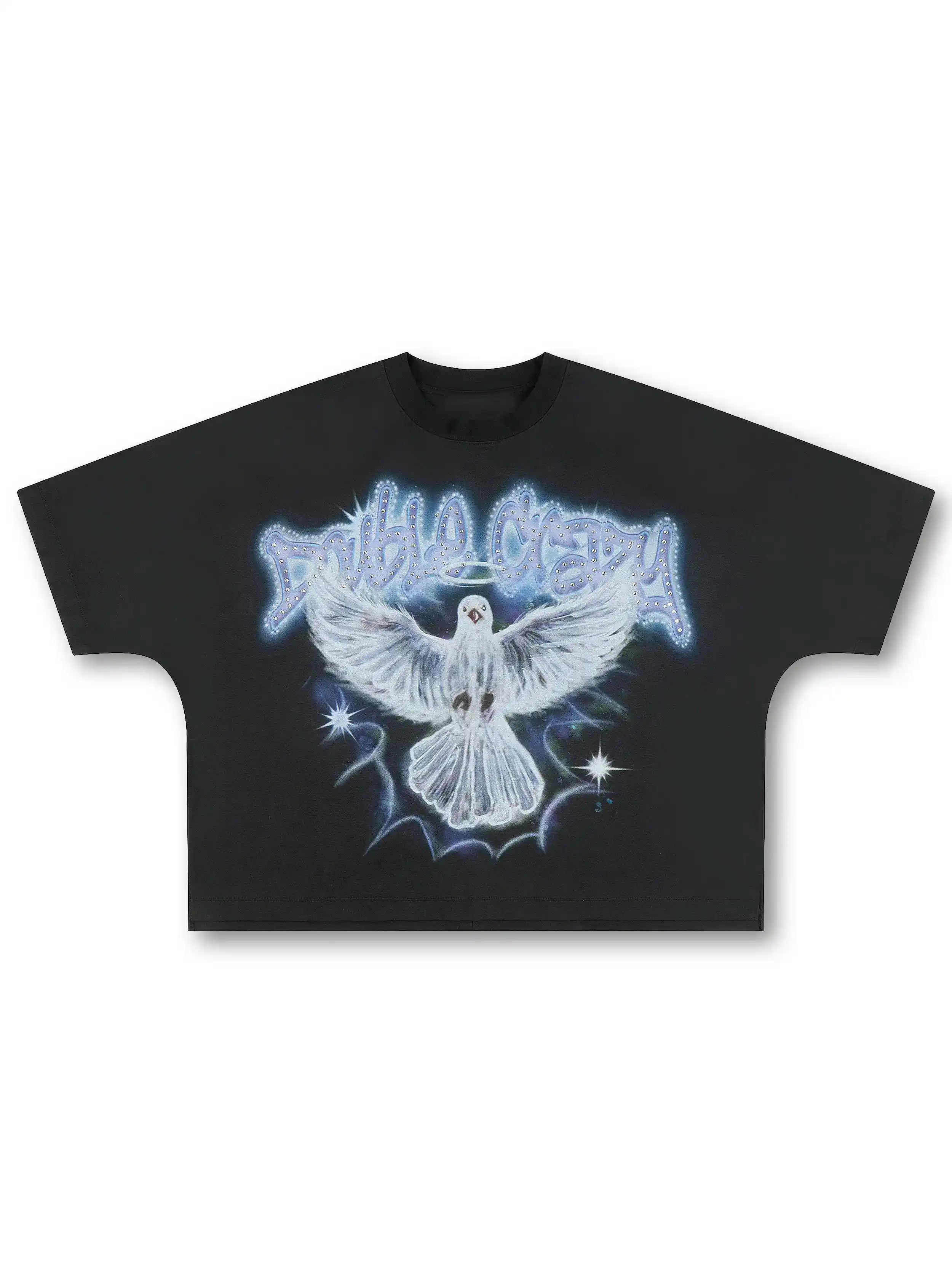 Camiseta de pedrería con aerógrafo de paloma-531