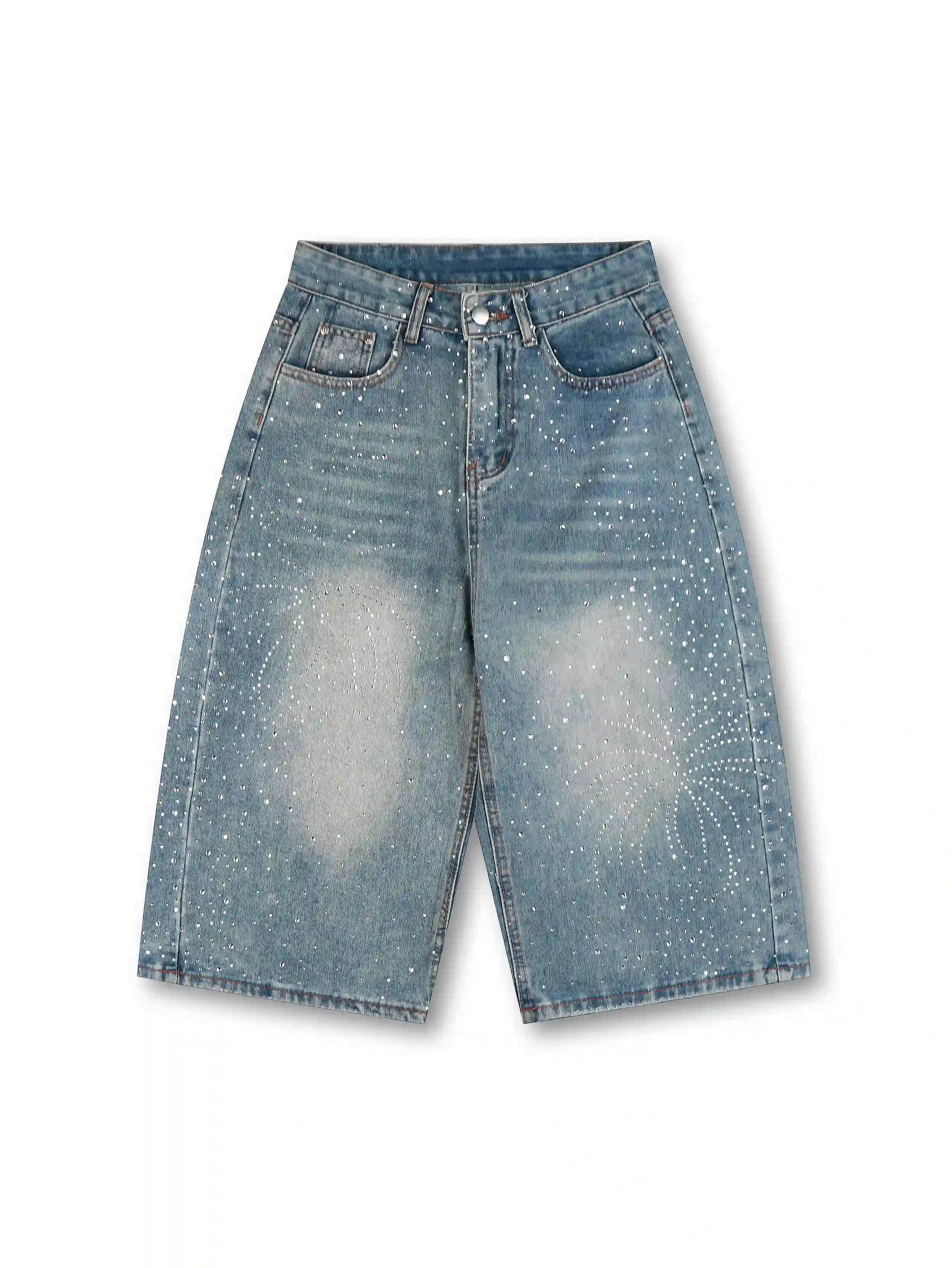 Starburst Rhinestone Baggy Jorts-551