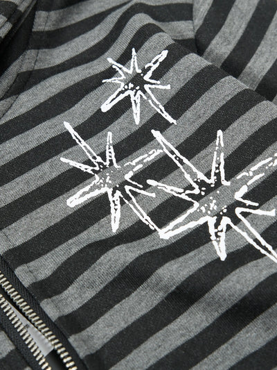 Rebel Stripes Cropped Hoodie Jacket-S1113