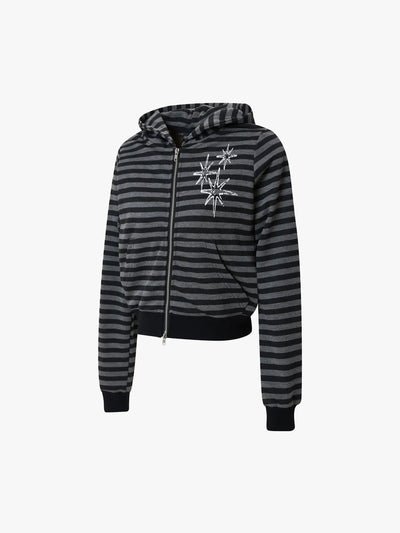 Rebel Stripes Cropped Hoodie Jacket-S1113