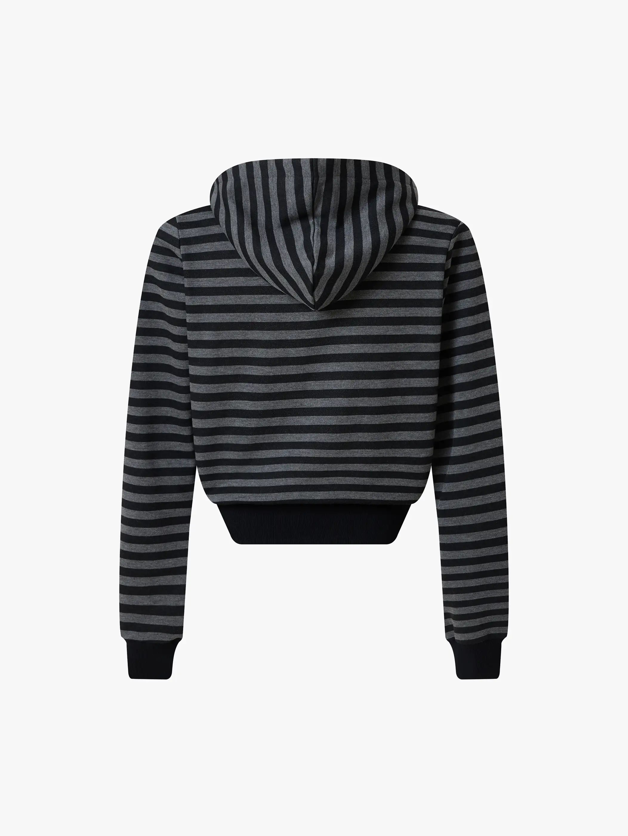 Rebel Stripes Cropped Hoodie Jacket-S1113