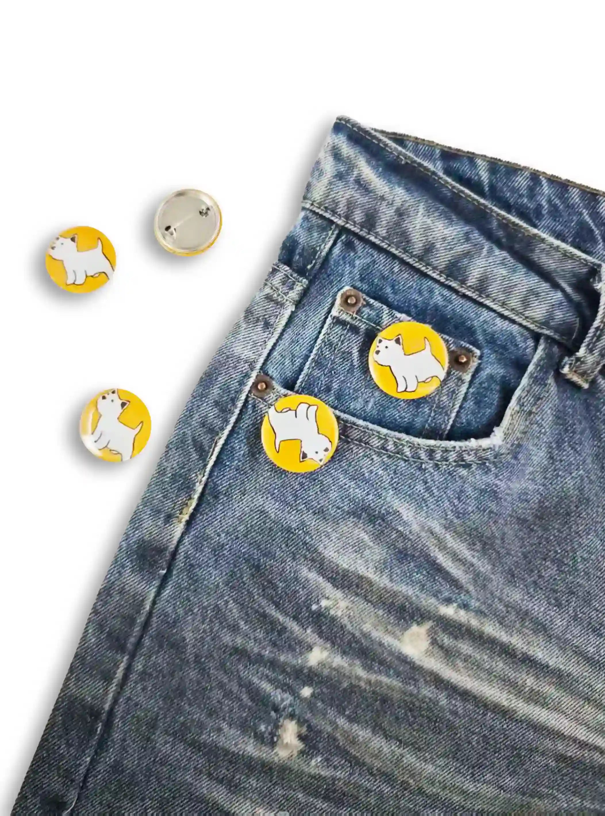 White Puppy Steel-Back Pin-BJ-456