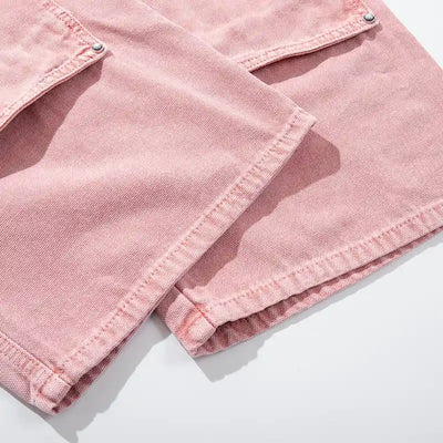 Jeans rose pâle à double genou-S1219