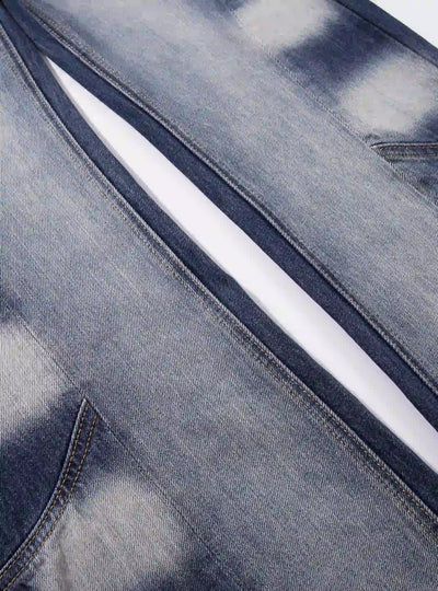 Vintage Spray Fade Zip Flare Jeans-S1207