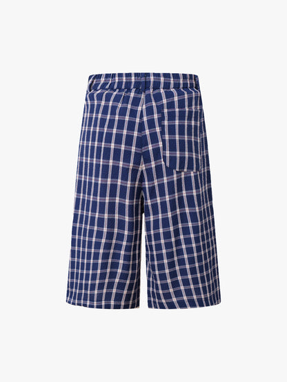 Street Chic Plaid High-Waist Checkered Shorts Button Detail
