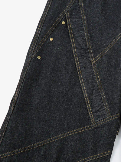 Pantalones vaqueros con botones metálicos y efecto lavado-S1066