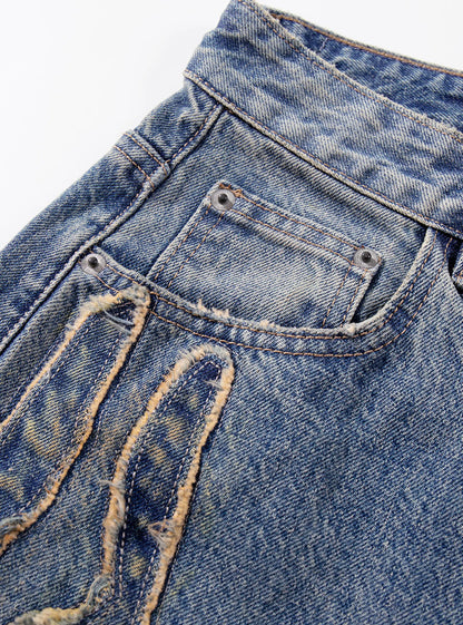 Flame Stitch Trap Jeans-S1187