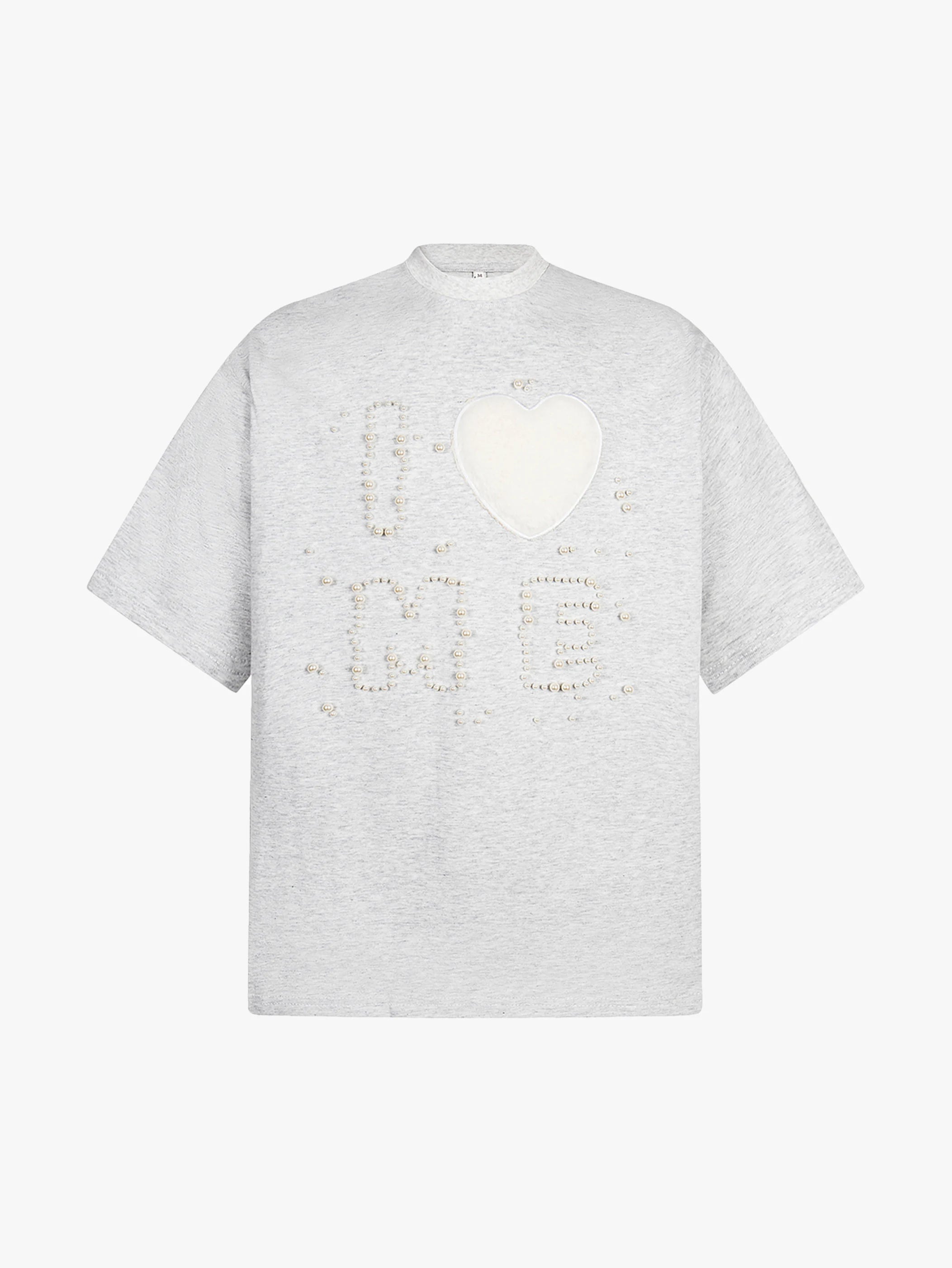 Fuzzy Heart Pearl Letter Y2K Graphic T-shirt-S1001