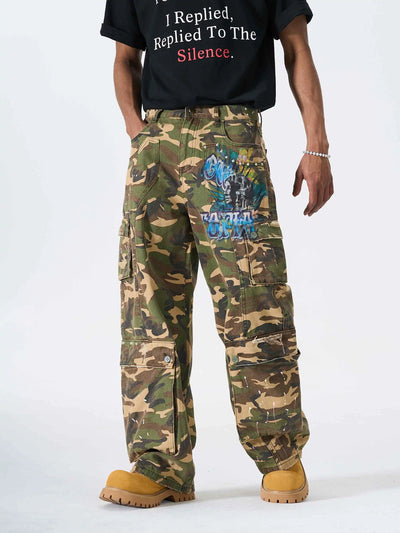 Multi-Pocket Camo Graphic Cargo-S1198