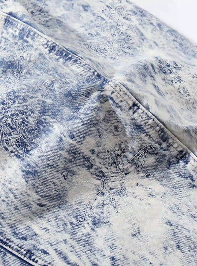 Embroidered Wide-Leg Cotton Pant-S1205