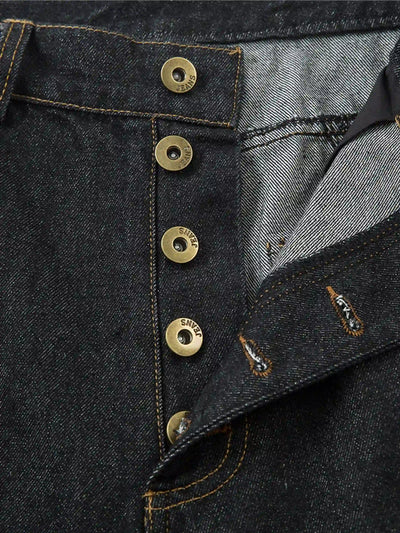 Pantalones vaqueros con botones metálicos y efecto lavado-S1066