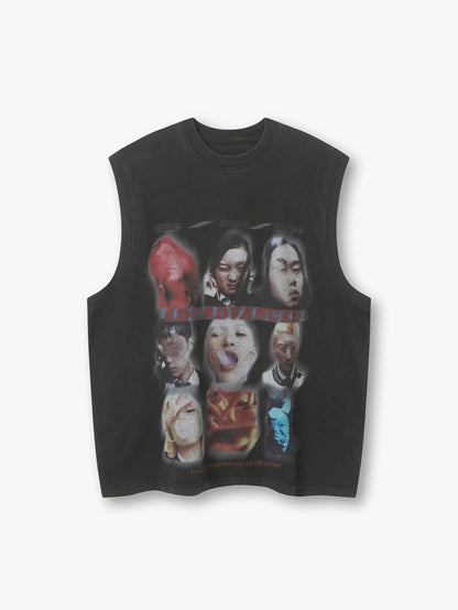 Abstract Portrait Vest-S1099