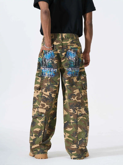 Multi-Pocket Camo Graphic Cargo-S1198