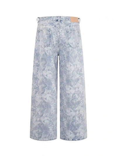 Jeans délavés marbrés effet vieilli-S1217