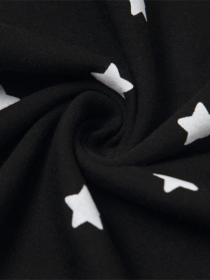 Y2K Star Print Heart Patch Sporty T-shirt-S1002