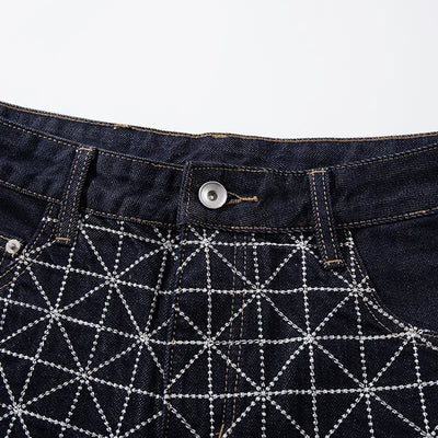 Jean large géométrique Star Grid-S1237
