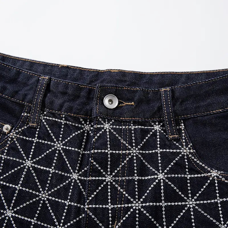 Jean large géométrique Star Grid-S1237