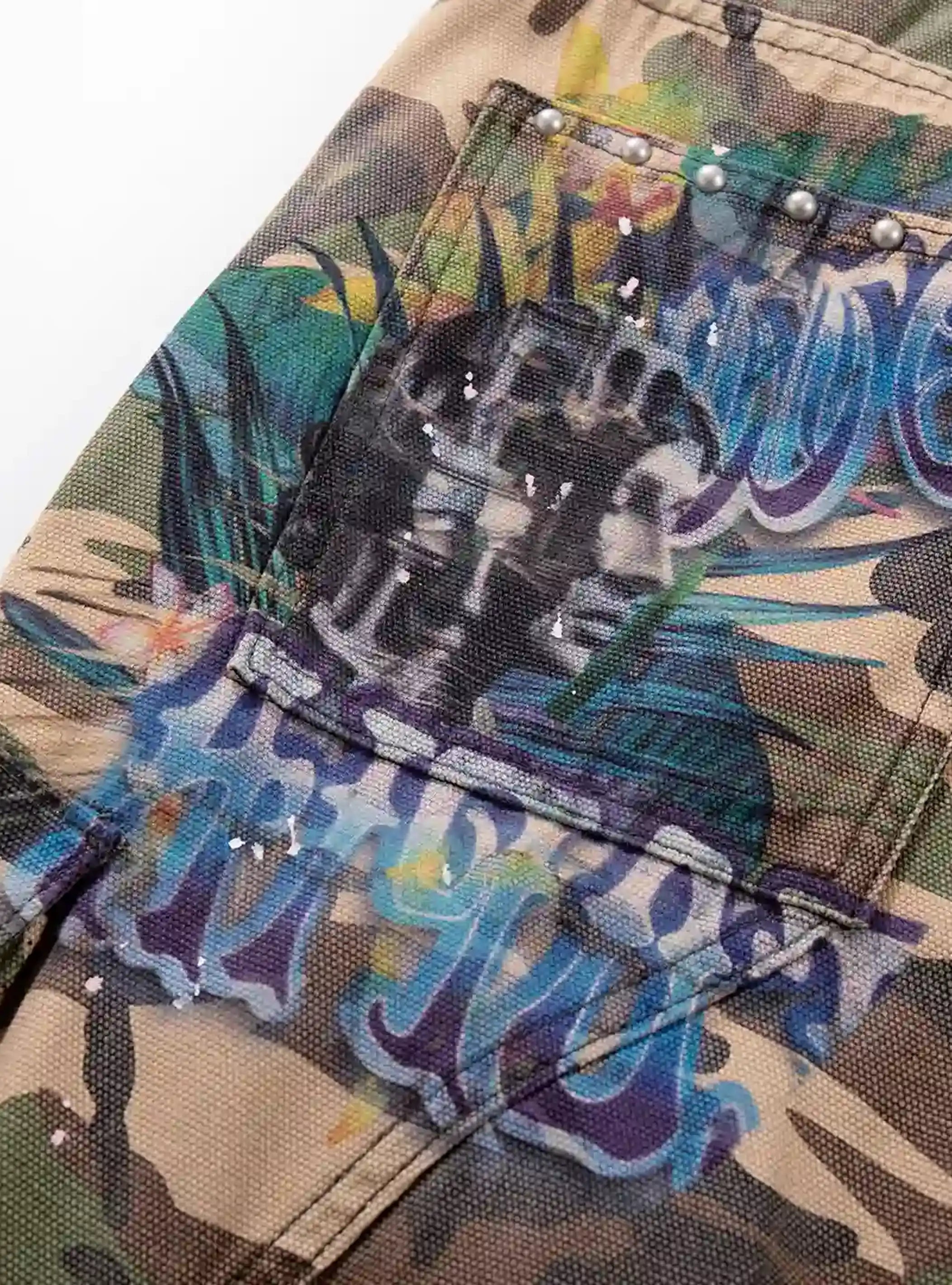 Multi-Pocket Camo Graphic Cargo-S1198