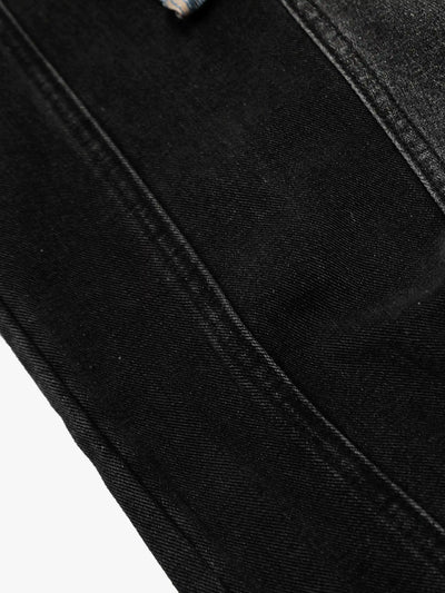 Plaid Shirt Layered Skirt Style Denim Pants-S1021