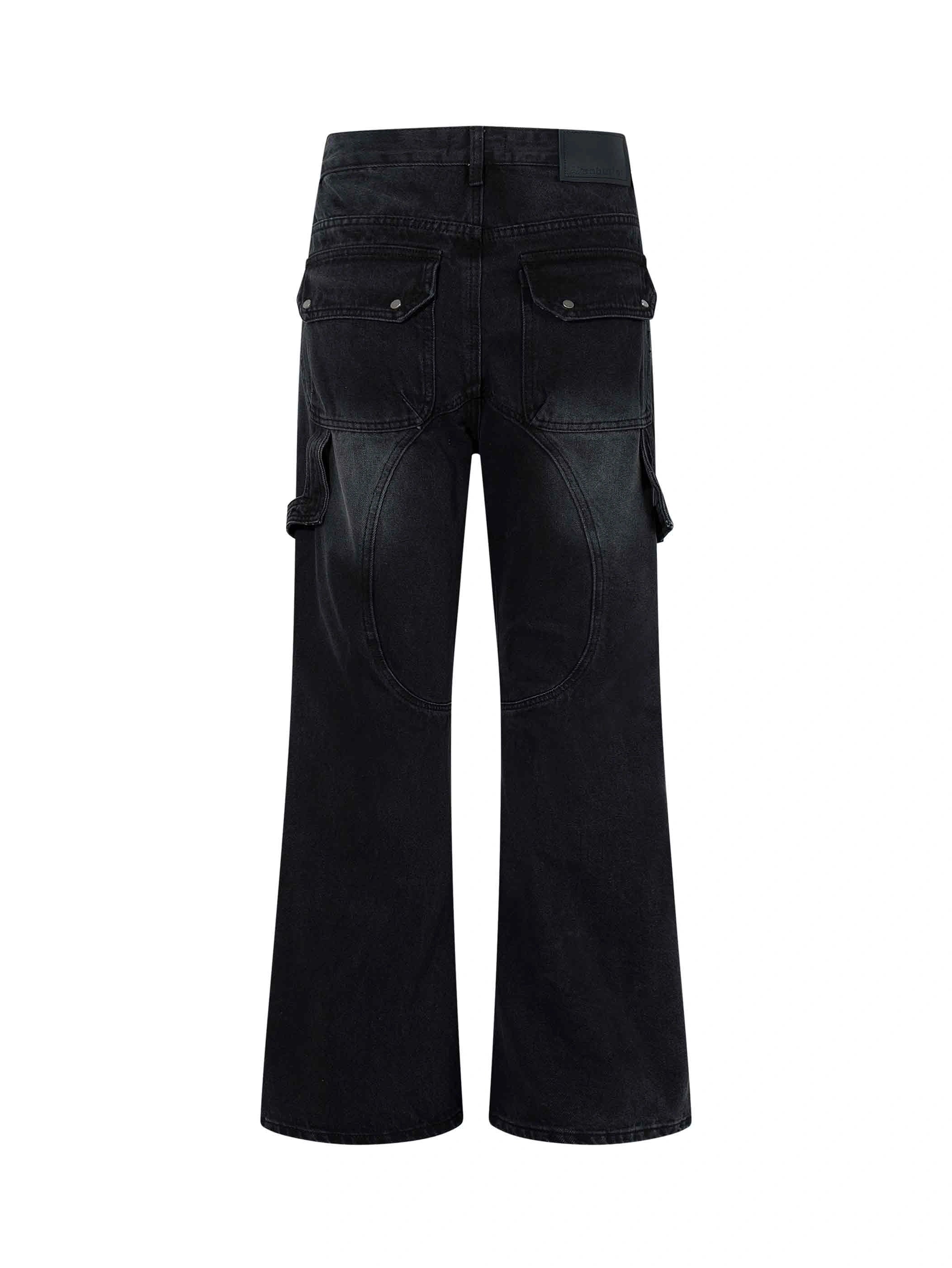 Heavy Distressed Multi-Rip Flare Jeans-S1206