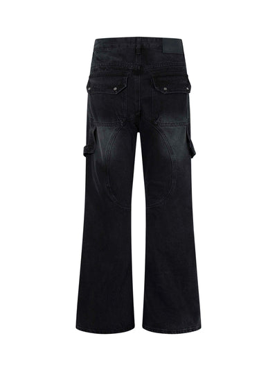 Heavy Distressed Multi-Rip Flare Jeans-S1206