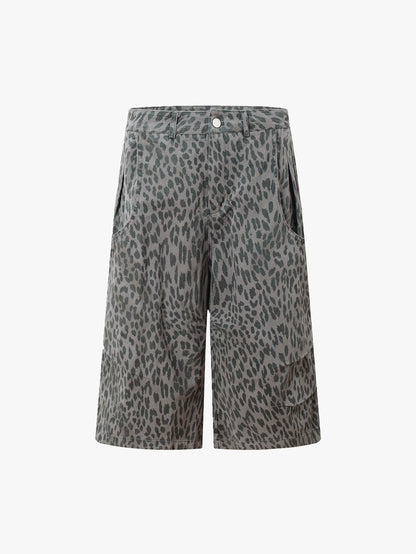 Comfortable & Stylish Leopard Print High-Waist Shorts Wide Leg Unisex Fashion Summer Style