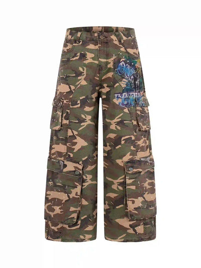 Multi-Pocket Camo Graphic Cargo-S1198