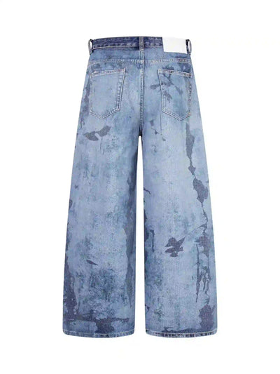Iced-Side Painted Shredded Jeans-S1196