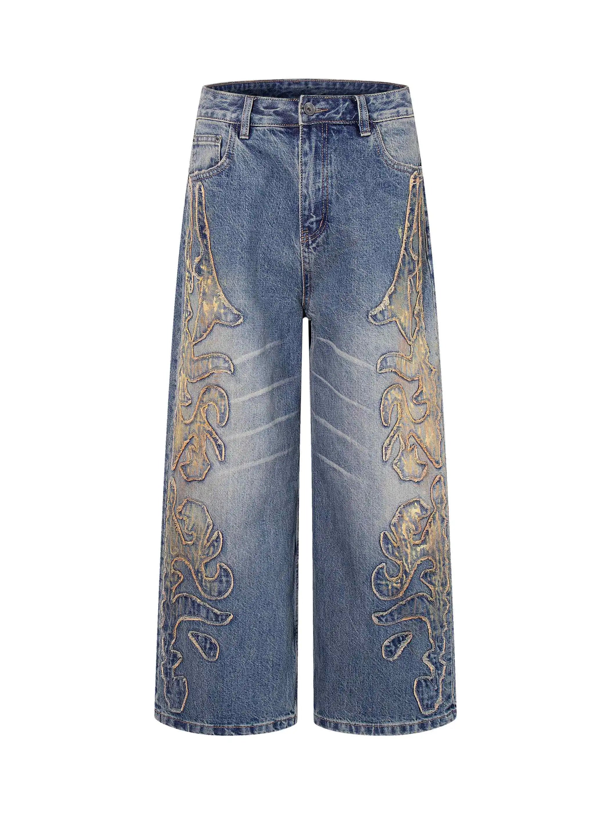 Flame Stitch Trap Jeans-S1187
