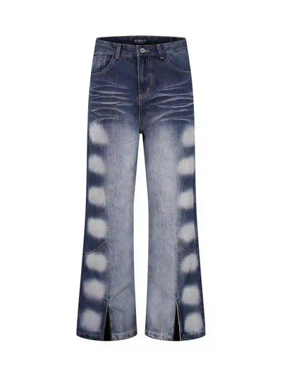 Vintage Spray Fade Zip Flare Jeans-S1207